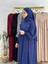 Tesettür Elbise,önü V Model Büzgülü,sufle Esarpla Takım.hijap ,khimar.hac Umre Için Uygundur Indigo 5