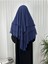 Üç Katlı Multı Sifon Sufle Eşarp ,khimar Hazır Eşarp Bağcıklı Eşarp Peçeli Indigo 4