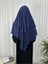 Üç Katlı Multı Sifon Sufle Eşarp ,khimar Hazır Eşarp Bağcıklı Eşarp Peçeli Indigo 5