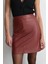 Suni Deri Mini Etek - Bordo 2