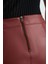 Suni Deri Mini Etek - Bordo 4
