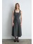 Askılı Uzun Jile Elbise - Gri 1