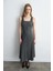 Askılı Uzun Jile Elbise - Gri 4