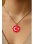 Şeffaf Sert Akrilik Kolye Ucu ve Üzeri Zincirli Desenli Kolye Türk Bayrağı 1
