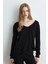 V Yaka Rahat Kesim Yün Triko - Siyah 1