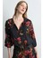 Anka Koleksiyonu Gül Desenli Viskon Bluz - Siyah 1