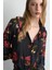 Anka Koleksiyonu Gül Desenli Viskon Bluz - Siyah 2
