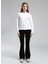 O Yaka Düz Beyaz Kadın Sweatshırt 261 Lcf 241012 Hylda Beyaz 1