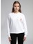 O Yaka Düz Beyaz Kadın Sweatshırt 261 Lcf 241012 Hylda Beyaz 2