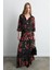 Anka Koleksiyonu Gül Desenli Uzun Viskon Etek - Siyah 1