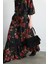 Anka Koleksiyonu Gül Desenli Uzun Viskon Etek - Siyah 3