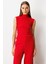 Kadın Yanları Büzgülü Kolsuz Triko Kazak 65355 Kırmızı 1