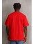 Unisex Baskılı Oversize T-Shirt - Kırmızı 2
