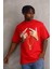Unisex Baskılı Oversize T-Shirt - Kırmızı 5