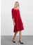 V Yaka Düz Kırmızı Standart Kadın Elbise 25KSL7709 2