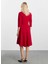 V Yaka Düz Kırmızı Standart Kadın Elbise 25KSL7709 3