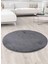 Koyu Gri Yuvarlak Kaymaz Taban Halı Yıkanabilir Dekoratif Peluş Halı 1