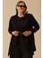 Kadın Büyük Beden Asimetrik Kesim Triko Hırka 4004 Siyah 2
