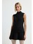 Kemerli Dik Yaka Elbise Siyah 12445656000 1
