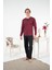 Erkek Bordo Altı Ekose Penye Pijama Takımı - 25412R 1