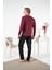 Erkek Bordo Altı Ekose Penye Pijama Takımı - 25412R 2