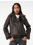 Cepli Fermuarlı Uzun Kollu Peluş Yaka Süet Görünümlü Crop Biker Ceket 1