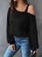 Kadın Uzun Kollu Tek Omuz Askı Detay Salaş Viskon Iki Iplik Bluz 1