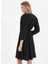 Kruvaze Yaka Simli Siyah Standart Kadın Elbise 25KSL7717 3