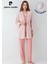 Kadın Modal Kutulu 3 Parça Desenli Pembe Sabahlık & Pijama Takımı Set L1.PC.908.2.001 1