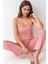 Kadın Modal Kutulu 3 Parça Desenli Pembe Sabahlık & Pijama Takımı Set L1.PC.908.2.001 3