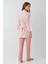 Kadın Modal Kutulu 3 Parça Desenli Pembe Sabahlık & Pijama Takımı Set L1.PC.908.2.001 5