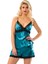 Yeşil Saten Babydoll Şortlu Takım 1