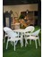 Bambu Balkon Bahçe Masa Takımı 4 Kişilik 70X70 Masa 4 Adet Bambu Koltuk Beyaz 2