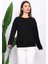 Siyah Bisiklet Yaka İki İplik Sweatshirt 1