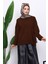 Kahverengi Bisiklet Yaka Yumuşak Dokulu Oversize Triko Kazak 3