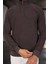 Lars Selanik Örme Kumaş Yarım Fermuar Erkek Sweatshirt - Kahve 4