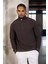 Lars Selanik Örme Kumaş Yarım Fermuar Erkek Sweatshirt - Kahve 5