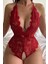 Özel Bölgesi Açık Dantelli Kırmızı Fantazi Babydoll TM1278 1