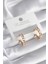 Pirinç Gold Renk Zirkon Taşlı Halka Model Kadın Küpe - TJ-BKP8340 1