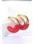 CCB Kırmızı Gold Çift Renk Küpe - TJ-BKP8869 1