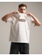 Current Erkek Oversize Fit %100 Organik Pamuk Kalın Dokulu Bisiklet Yakalı Nakışlı Kırık Beyaz T-Shirt 4