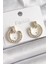 Pirinç Gold Renk Zirkon Taşlı Çivi Halka Model Kadın Küpe - TJ-BKP9846 1