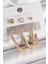 Pirinç Gold Renk Halka Model Zirkon Taş Topçuk Detay Kadın Küpe Seti - TJ-BKP10314 1