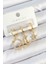 Pirinç Zirkon Taşlı Yıldız ve Ay Model Gold Renk 3'lü Çift Kadın Küpe Set - TJ-BKP10819 1