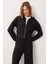 Kapüşonlu Fermuarlı Örme Alt-Üst Takım LCI0049 Siyah 3