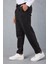 Milos Relax Fit Örme Kaşe Kumaş Fermuarlı Beli Lastikli Jogger Erkek Pantolon - Siyah 7