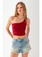 Kadın Tek Omuzlu Asimetrik Yaka Basic Body Bordo - 2401 1