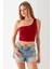 Kadın Tek Omuzlu Asimetrik Yaka Basic Body Bordo - 2401 2