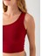 Kadın Tek Omuzlu Asimetrik Yaka Basic Body Bordo - 2401 6