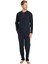Erkek Lacivert Battal Pijama Takımı Uzun Kol %100 Pamuk 9111-1 Konforlu ve Şık 1